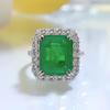 Fashion 18K White Gold Emearld Cut 5CT 10*12MM Gemstones Ring for Women Anniversary Gift 925 Sterling Silver Jewelry