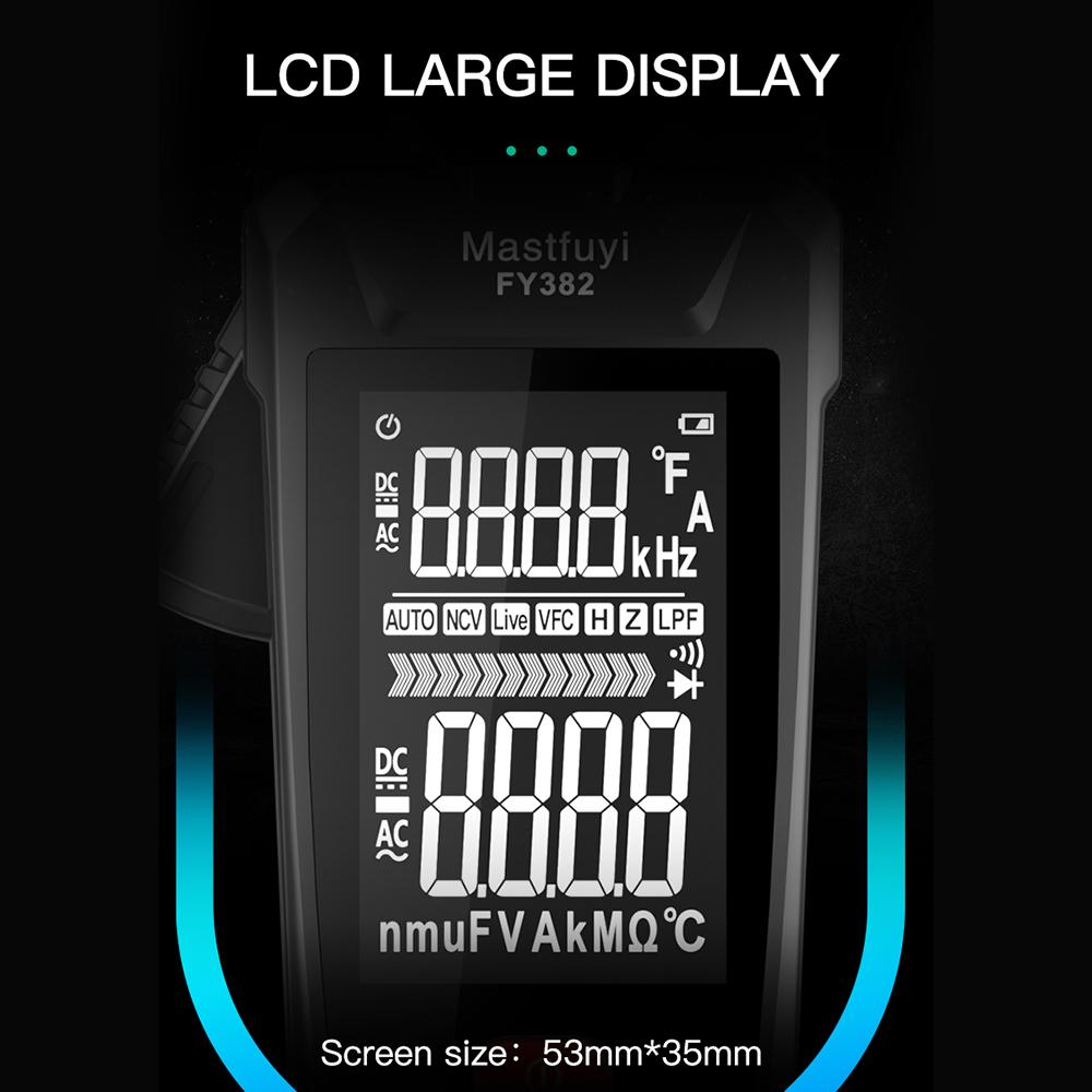 Умные клещи Mastfuyi FY382 True RMS 9999 отсчетов цифровой мультиметр тестер температуры с ЖК-дисплеем