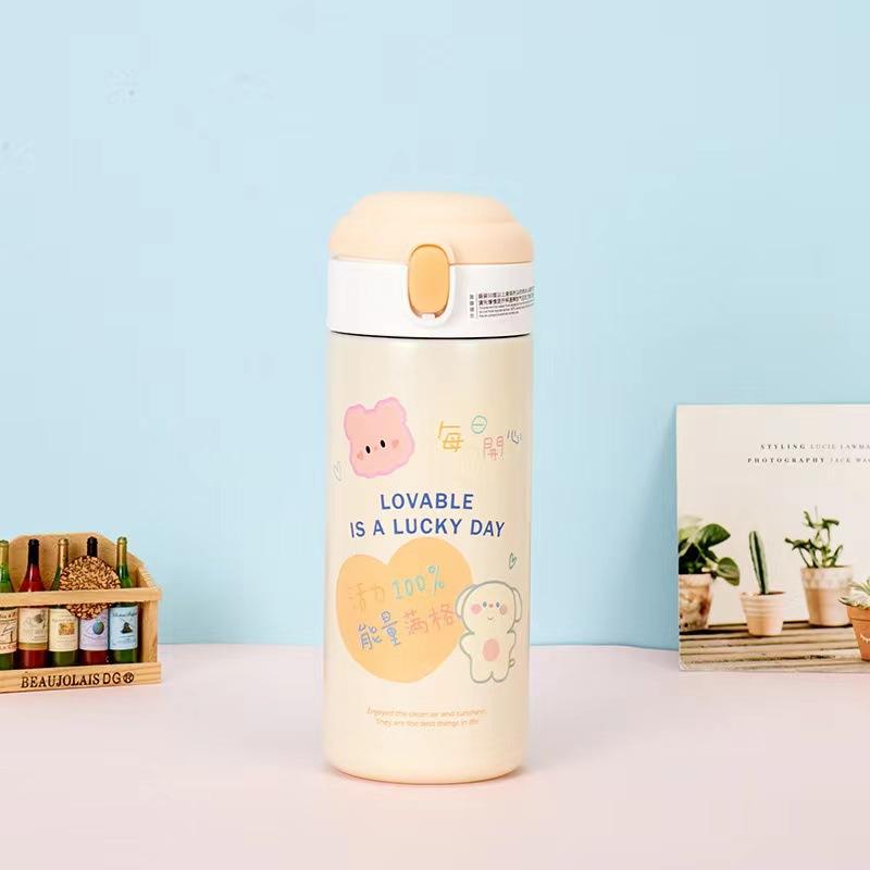 Cute Bear Sippy Cup Insulated Pot Student Cartoon Play Diving Cup Ins Wind Girl Heart Thermos Cup