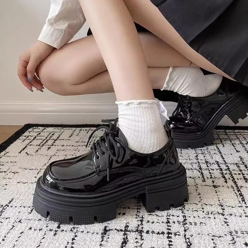 Модная женская обувь 2025 Бренд Женские туфли на высоком каблуке на шнуровке Модные туфли с круглым носком для офиса и карьеры Большого размера Бестселлер Туфли на платформе