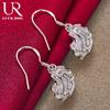 925 Sterling Silver Rose Pendant with Piercing Earrings Fashionable Wedding Jewelry