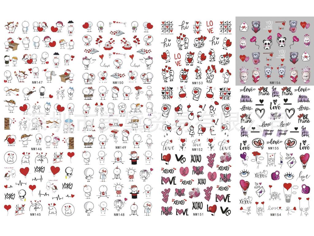 Абстрактные наклейки для ногтей с улыбающимся лицом, вымачиваемые в воде - Большие листы