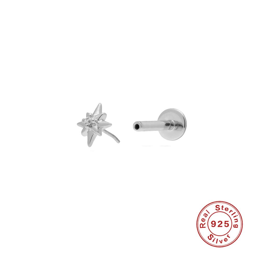 Серьги-гвоздики из стерлингового серебра S925 18G с плоской головкой, без резьбы, проколотые серьги-гвоздики для хряща, плоские серьги-гвоздики для пуш-ап, серьги-гвоздики для ушной раковины