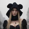 Зимняя утолщенная шапка-маска для лица с вязаным дизайном в виде ушек медведя, из мягкой акриловой ткани, полностью закрывающая шею, для косплей-мероприятий