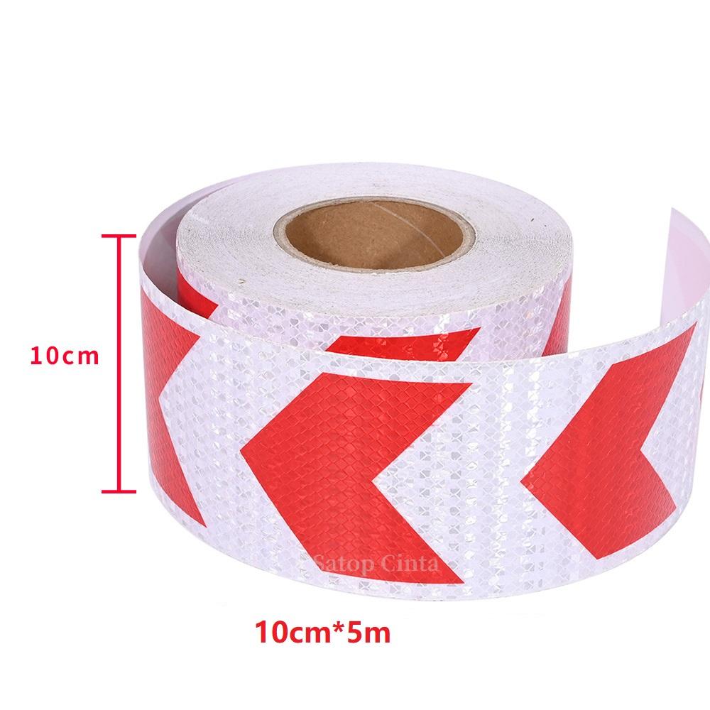 5cm/10cm/20cm*5m Arrow Reflective Safety Tape White-Red Warning Waterproof Stickers Outdoor Eye-Catching Adhesive Film For Truck