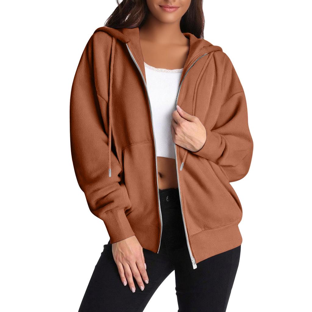 Женская толстовка на молнии с длинным рукавом, спортивная куртка с карманом, модная одежда