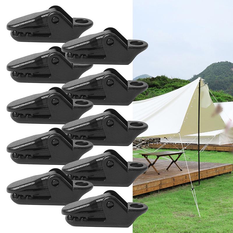 10Pcs Sturdy Tent Clips Outdoor Tarpaulin Clips Anti-Wind Fixed Camping Tent Clamp Clips Crocodile Clip Hook For Outdoor Camp