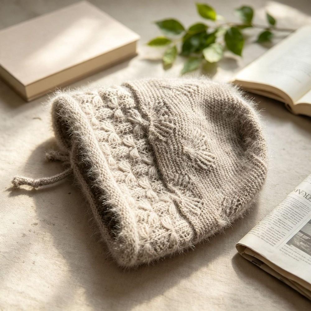 Adjustable Drawstring Beanie Hat Windproof Ear Protection Cap Fashion Pullover Hat for Women