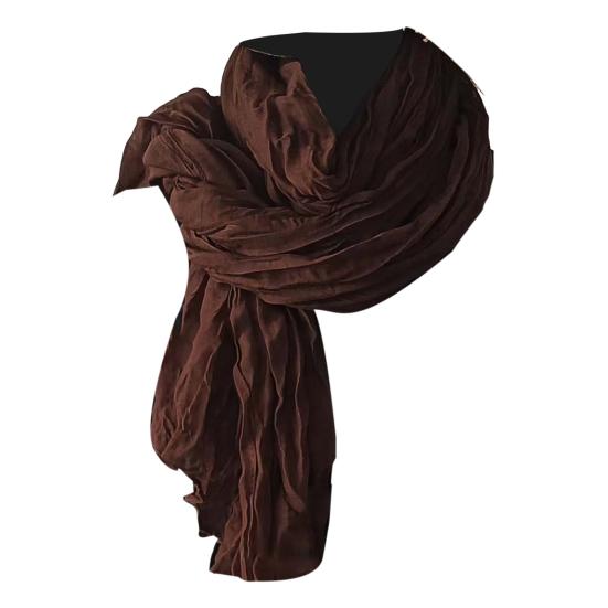 Women Scarf Solid Color Pleated Long Scarf Retro Autumn Winter Warm Long Scarf Soft Vintage Inspired Scarf