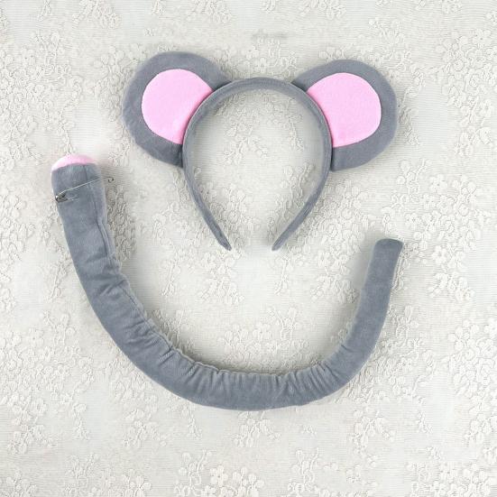 Комплект костюма мыши, повязка на голову с ушками, хвостом, носом, галстуком-бабочкой, перчатками, аксессуарами для костюма для косплея