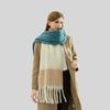 New Mohair Color Matching Fringed Scarf Women's Autumn and Winter Advanced Sense Contrasting Colors Thickened Warm and Comfortable Versatile Scarf