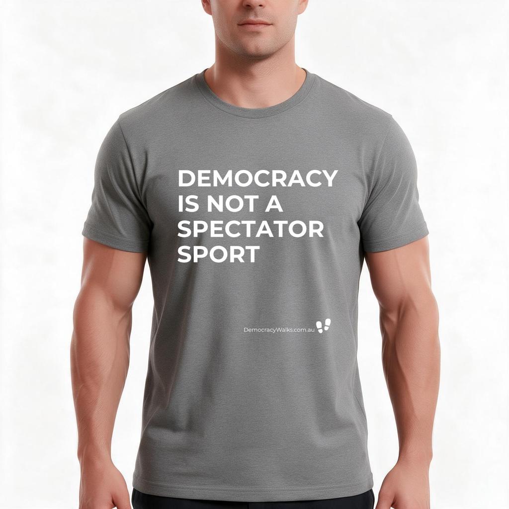 Democracy Is Not A Spectator Sport (White On Black) Tshirt Summer Casual Cotton Tee Oversized Streetwear Tops 100 Cotton