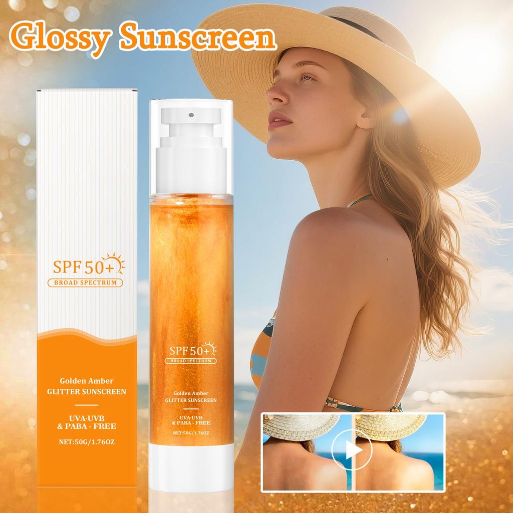 Солнцезащитный крем с блестками, освежающий солнцезащитный крем, блестящий увлажняющий спрей для лица и тела, водостойкий и нежирный, 50 г