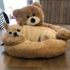 Super Soft Pet Bed Winter Warm Cute Bear Hug Cat Sleeping Mat Plush Large Puppy Dogs Cushion Sofa Comfort Pet Supplies