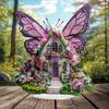 2D Butterfly House Decor Acrylic Desktop Plaque Decorative Ornament Tabletop Sign for Desk Office