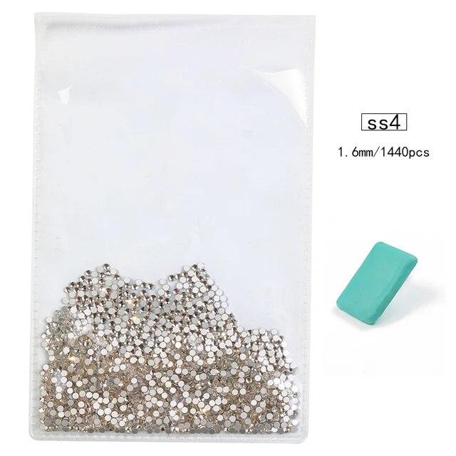 SS3-SS30, 1440 шт., супер блестящие многоцветные стразы с плоской задней частью без горячей фиксации для украшения ногтей, обуви и танцевальных украшений