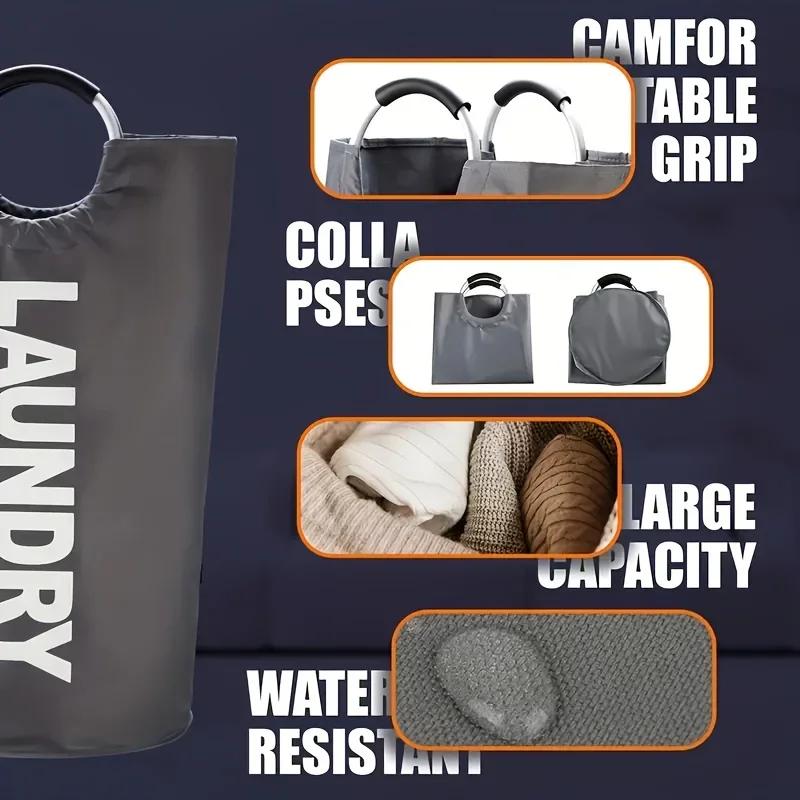 Очень большая водонепроницаемая корзина для белья с мягкой ручкой - Складная, многоцелевое хранилище для ванной комнаты, прачечной, балкона