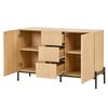Modern Sideboard with Geometric Structure, Double Doors, Middle Drawer, Multifunctional Storage Cabinet for Living/Dining Room
