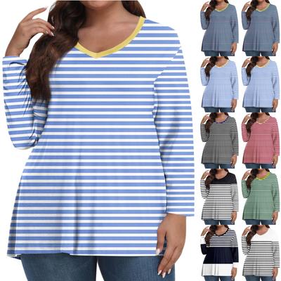 Женские топы больших размеров, рубашки с длинными рукавами, повседневная одежда с V-образным вырезом, топы с принтом