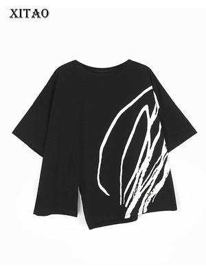 Асимметричные футболки женские индивидуальные модные свободные топы WLD16669