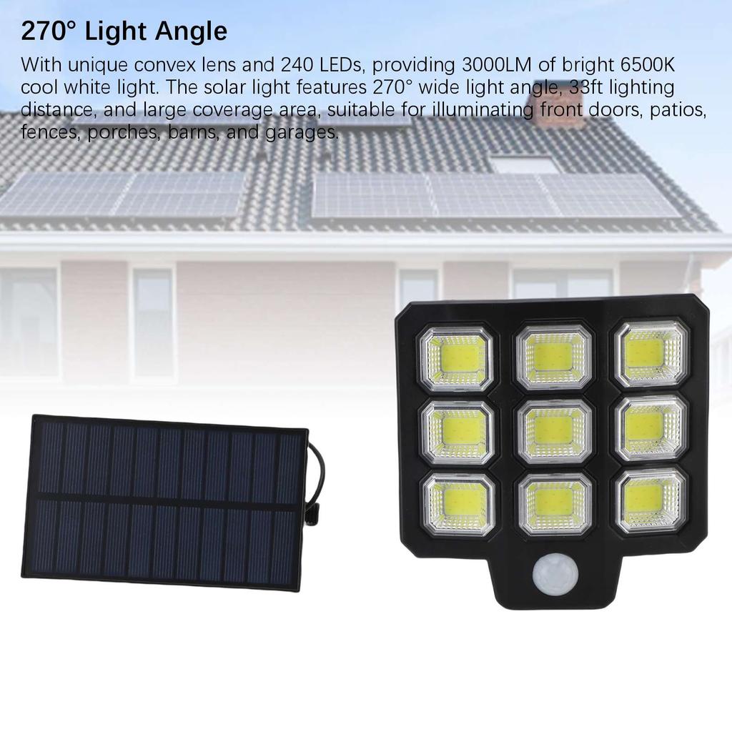 Уличный солнечный светильник 240 светодиодов 3000 лм 6500 К 3 режима IP65 водонепроницаемость солнечный прожектор с пультом