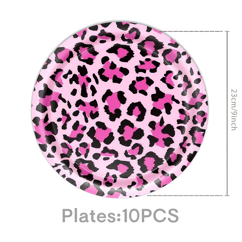 Pink Leopard Birthday Party Decoration Animal Leopard Theme Tableware Cup Plate Banner Balloons Birthday Party Supplies Gifts
