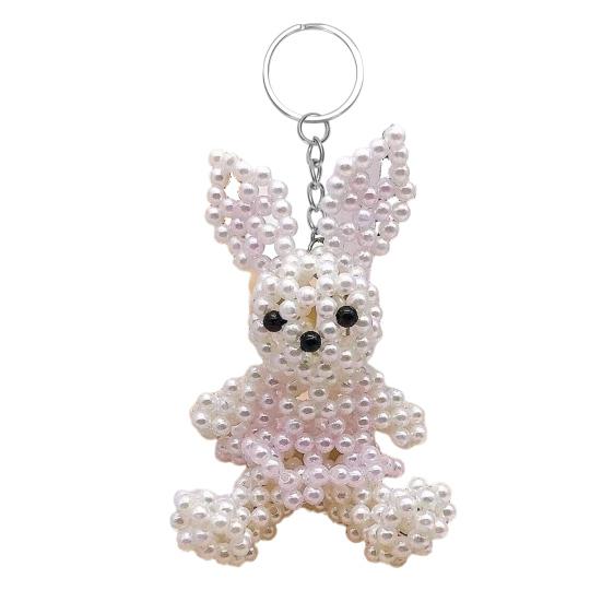 Брелок-подвеска в виде медведя и кролика из искусственного жемчуга, ручной работы, плетеный, легкий шарм, брелок для ключей, аксессуар для рюкзака/сумки