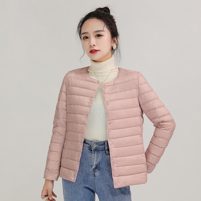 Men's Lightweight Collarless Down Jacket - Autumn/Winter, Plus Size Round Neck White Duck Coat