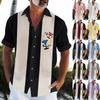 Гавайская рубашка для мужчин, мужские винтажные рубашки для боулинга на пуговицах, летняя пляжная рубашка с коротким рукавом