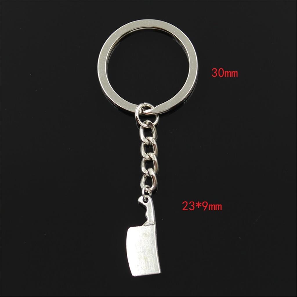 Fashion Kitchen Knife Meat Cleaver 23x9mm Pendant 30mm Key Ring Chain Bronze   Men Car Gift Keychain