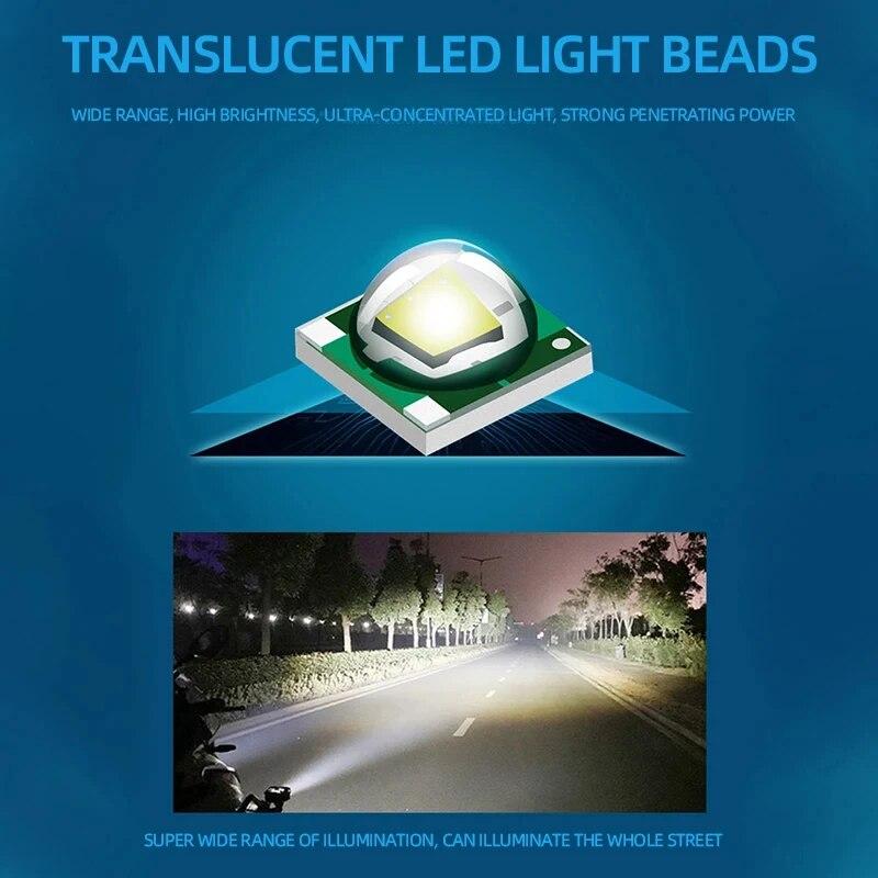 1/2PCS Motorcycle Headlights Dual Color 2 Lens Spotlight Super Bright High Low Beam Scooter Motorbike Driving Light Fog Lamp