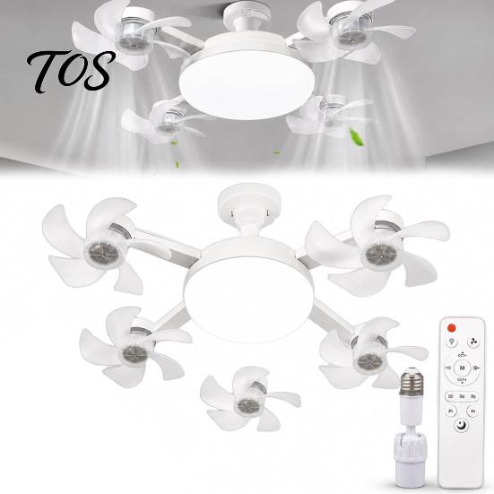 Quiet Room Fan with Light 3/4/5 Blade Ceiling & Remote Control, 2-in-1 Silent LED Drone E27 Socket Foldable Blades, 3-Speed Dimmable for Bedroom