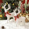 Christmas Ornament Bowknot Decor Reindeer Holiday White Figurine Table Centerpieces Christmas Decoration