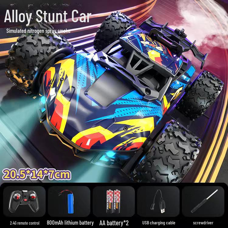 Six-Wheel Alloy Remote Control Off-Road Stunt Car with Gesture Sensing and Spray for Kids