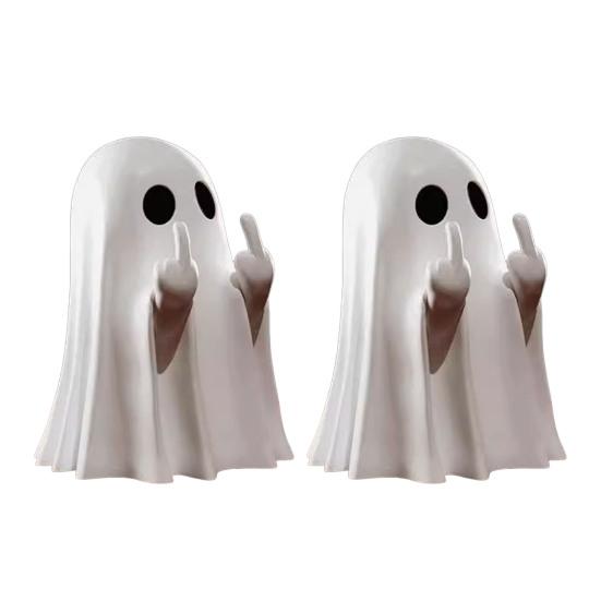 1/2/3/4/6Pcs Halloween Middle Finger Ghost Figurine Mini Spooky Ghost Statue Holiday Party