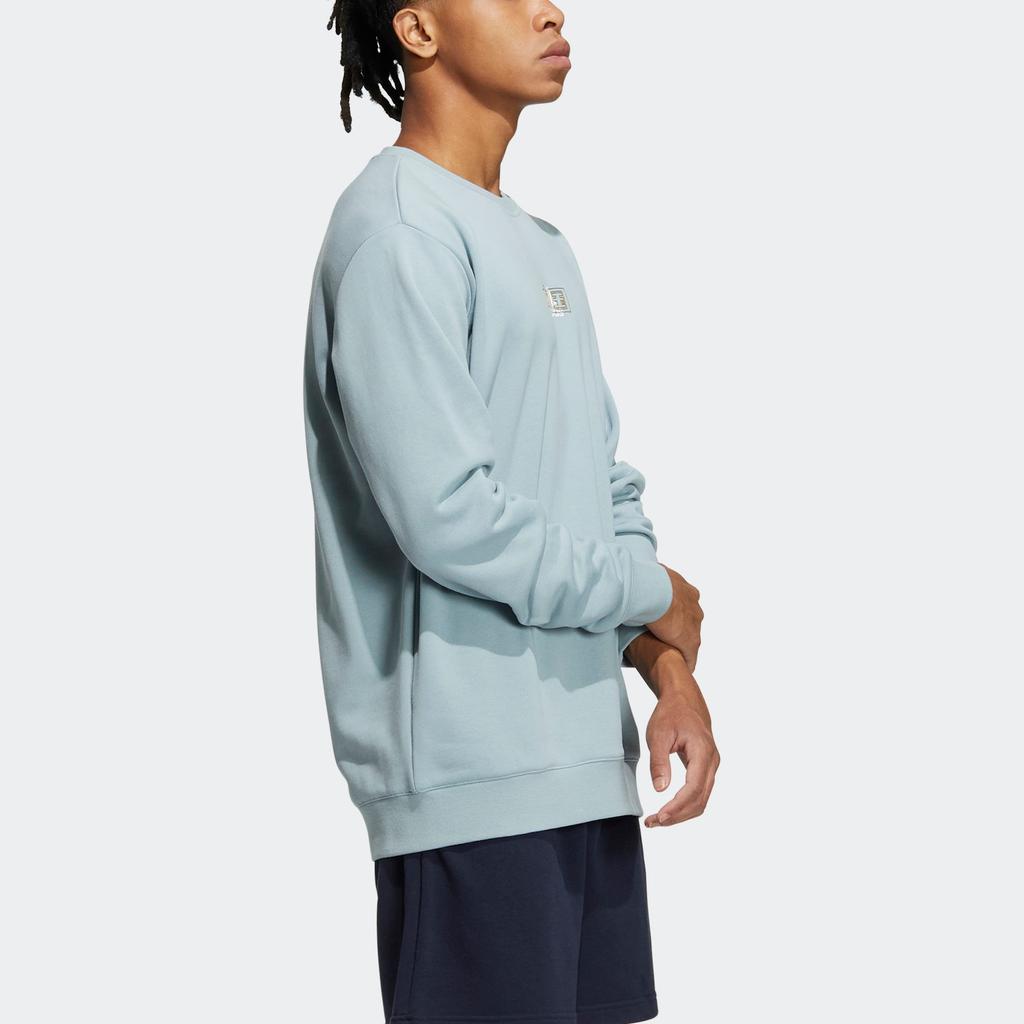 Adidas Китайская толстовка Bos с принтом логотипа бренда, пуловер с круглым вырезом, топы унисекс с длинными рукавами, темно-бирюзовый IB2754