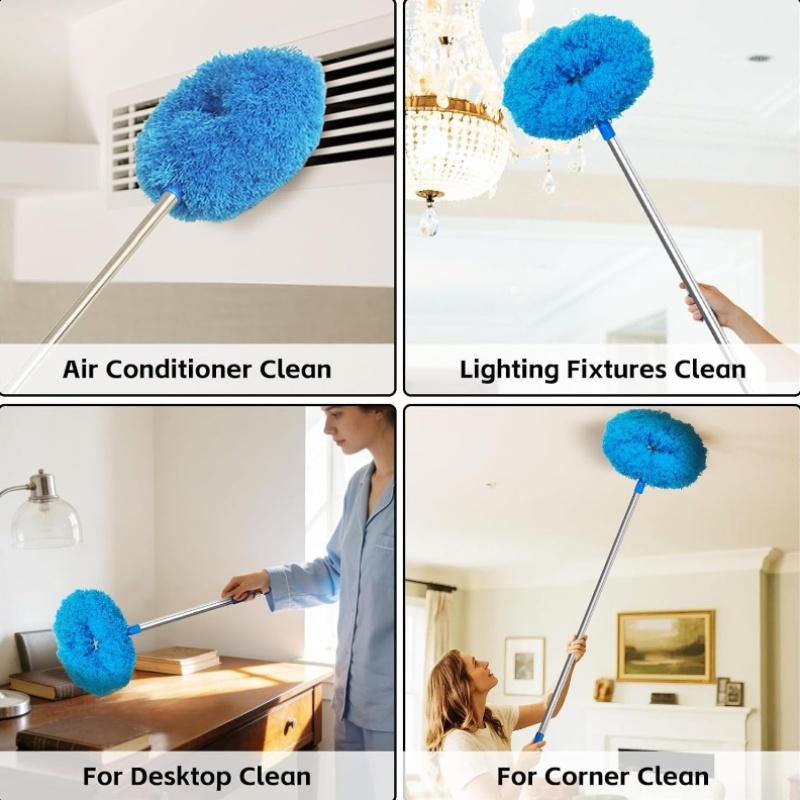 1 Set of Ceiling Fan Cleaning Duster, Blue Dust Removal Duster with Hollow Design, Modular Ceiling Fan Dust Brush, Dust Remover, Ceiling Brush, Detach