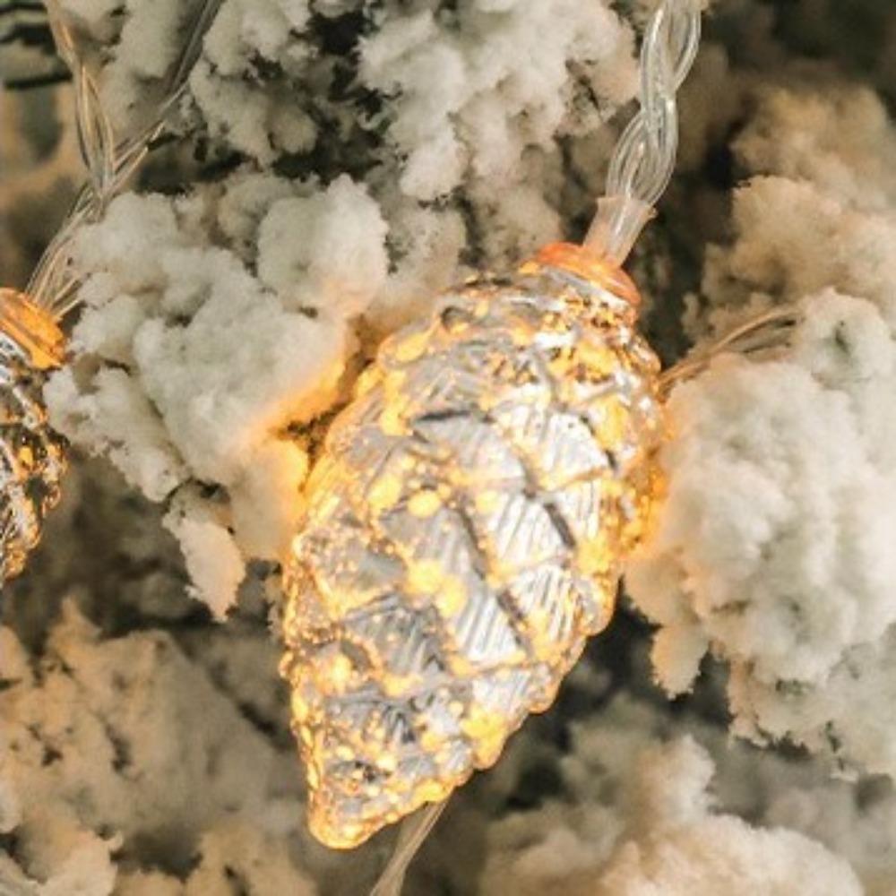 10/20/40LED Fake Pine Cone LED String Lights Gold Silver Fake Plants LED Light Garland New Year