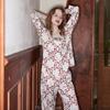Удобная пижама Ice Silk для женщин, весенне-летний домашний костюм с длинным рукавом и лацканами