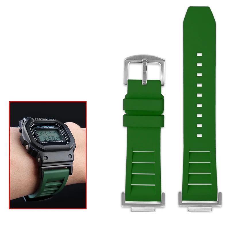 Классический модифицированный фторкаучуковый ремешок для часов Casio DW5600 DW-5600 GW-B5600 GW-M5610 GA 110 100 120 GA2100 Series водонепроницаемый