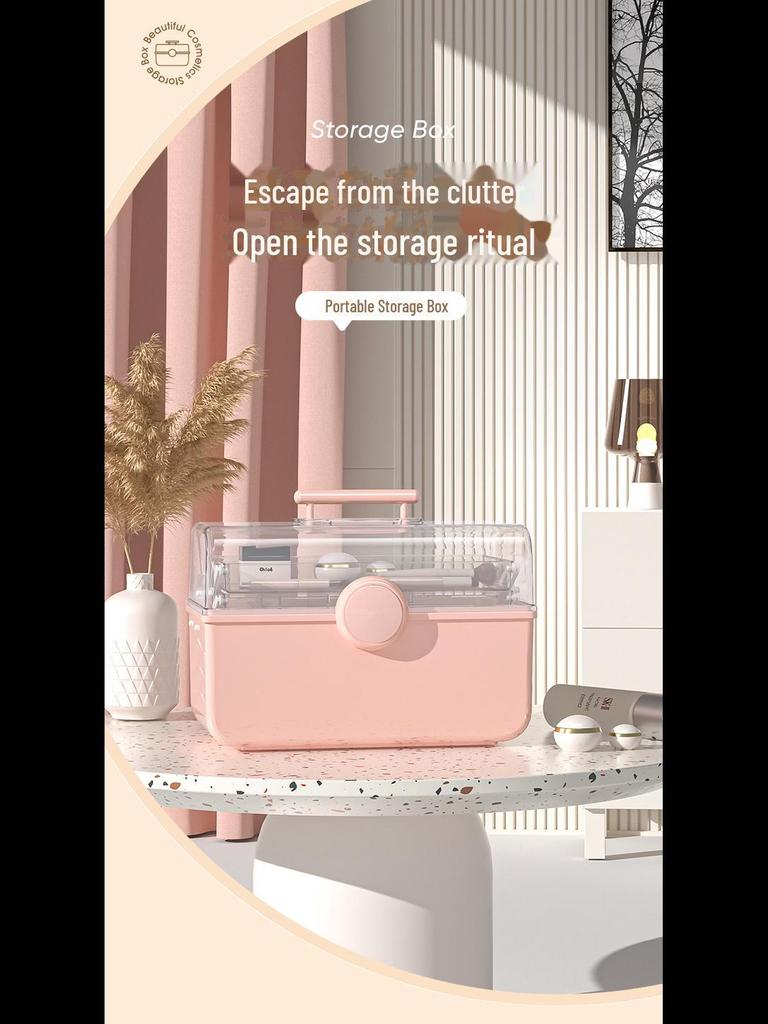 Настольный органайзер для косметики большой вместимости - кисти для макияжа, помада, тональный крем, лак для ногтей и маска, пылезащитный контейнер для хранения