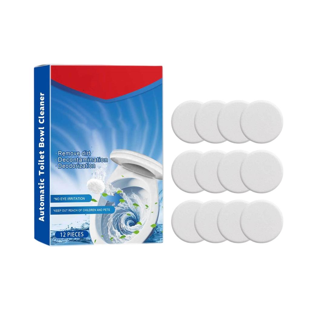 Toilet Bowl Cleaning Tablets, Toilet And Sink Stain Remover, Odor Eliminator, No Harsh Chemicals, Fresh Scent 12 Tabs