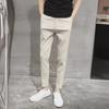 Men's Black Slim-Fit Nine-Point Casual Pants - Korean Style for Spring and Summer