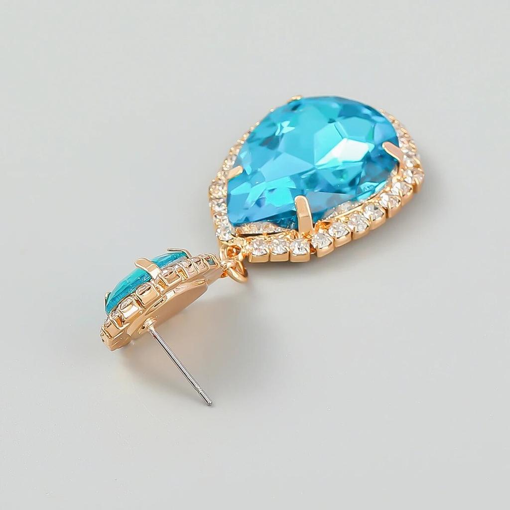 JIJIAWENHUA New Shiny Rhinestone Water Drop Pendant Ladies Earrings Dinner Party Wedding Fashion Statement Jewelry Accessories