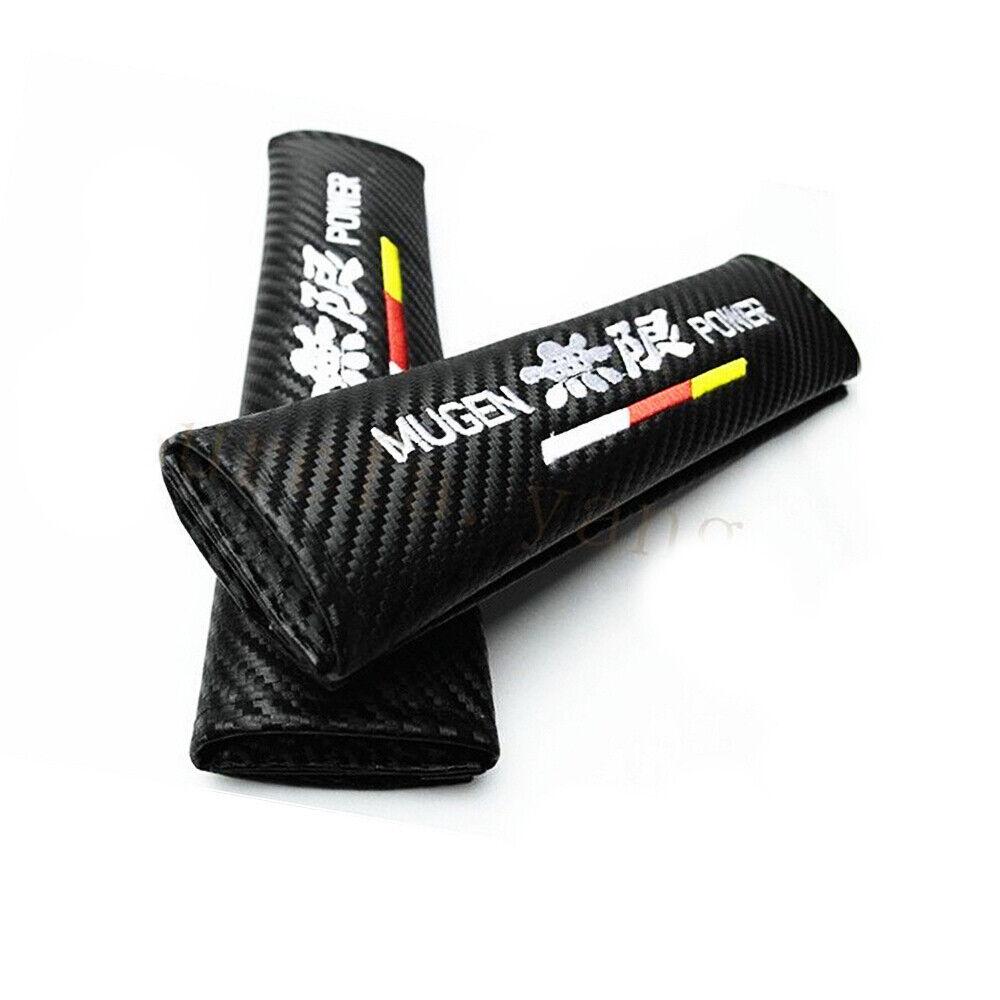 2Pcs Mugen Power Carbon Fiber Car Seat Belt Cushions Shoulder Pads For CR-V Fit