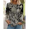 Women's White Long-sleeved Tops Round Neck Casual Tops 3d Printed Flowers Fashion Stickers Printed Women's Long-sleeved T-shirt