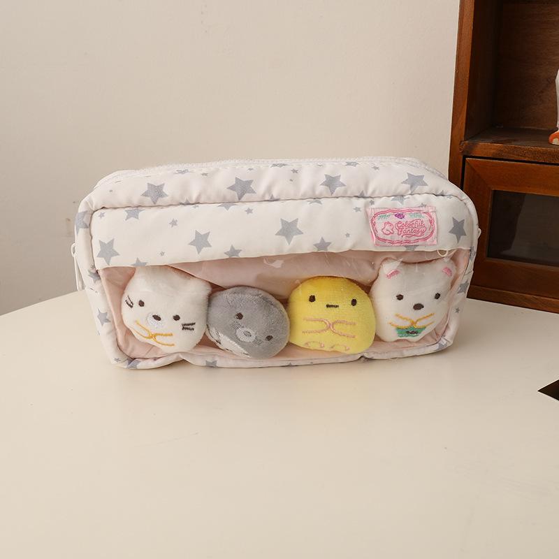 Повседневный Милый Пенал Прозрачные Окошки Значок Дисплей Организатор Канцелярских Товаров Большая Вместимость Сумка для Ручек Снова в Школу