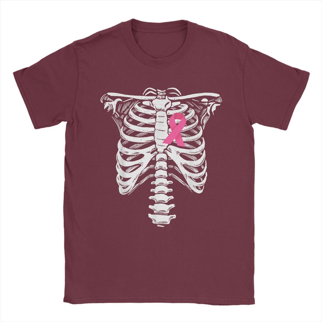Casual T Shirt Summer Breast Cancer Awareness Skeleton Wear Pink Ribbon Skeleton T Shirts Cotton Tee Shirt for Man Y2K Top Tees