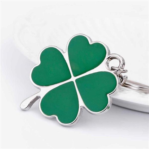 St. Patricks Day Lucky Clover Green Color 316L Stainless Steel Key Chain Car Key Accessories KTY