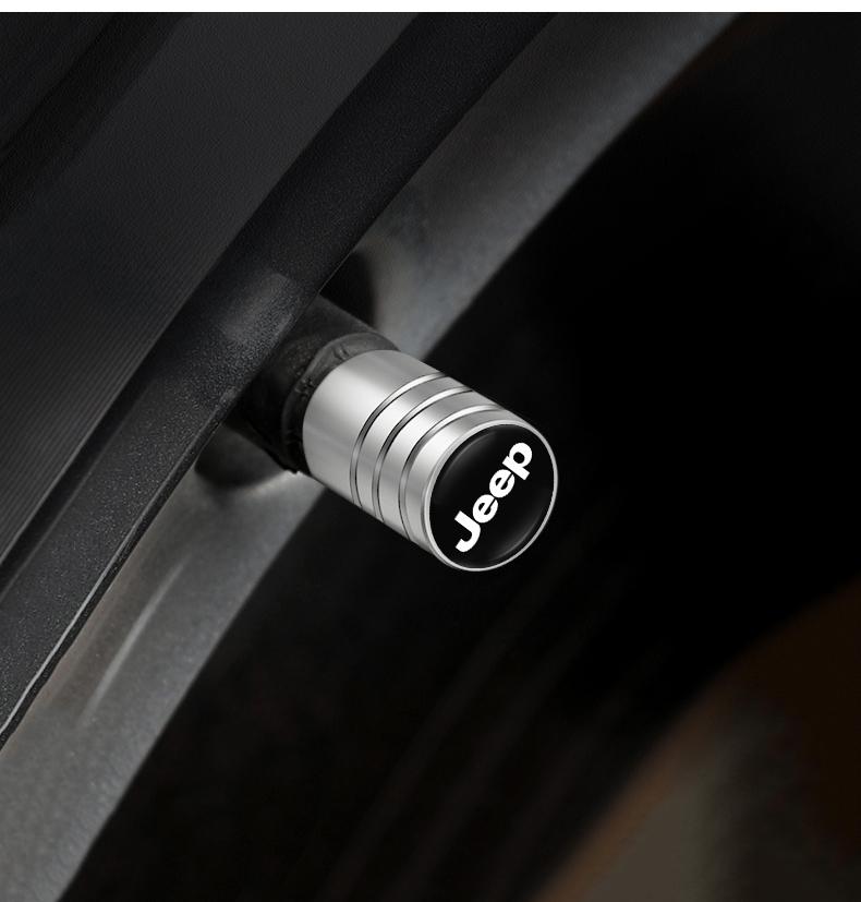 CYHHKS1 4Pcs Car Logo Metal Tire Valve Caps Dust Cover Accessories For Jeep Grand Cherokee Wrangler JK Gladiator Compass Renegade Patrio